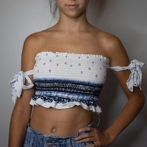 Blue & White Crop Top
